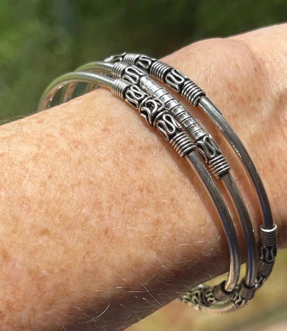 Sterling Silver Hand Made Artisan… Three Bangles by BA ! - Etsy