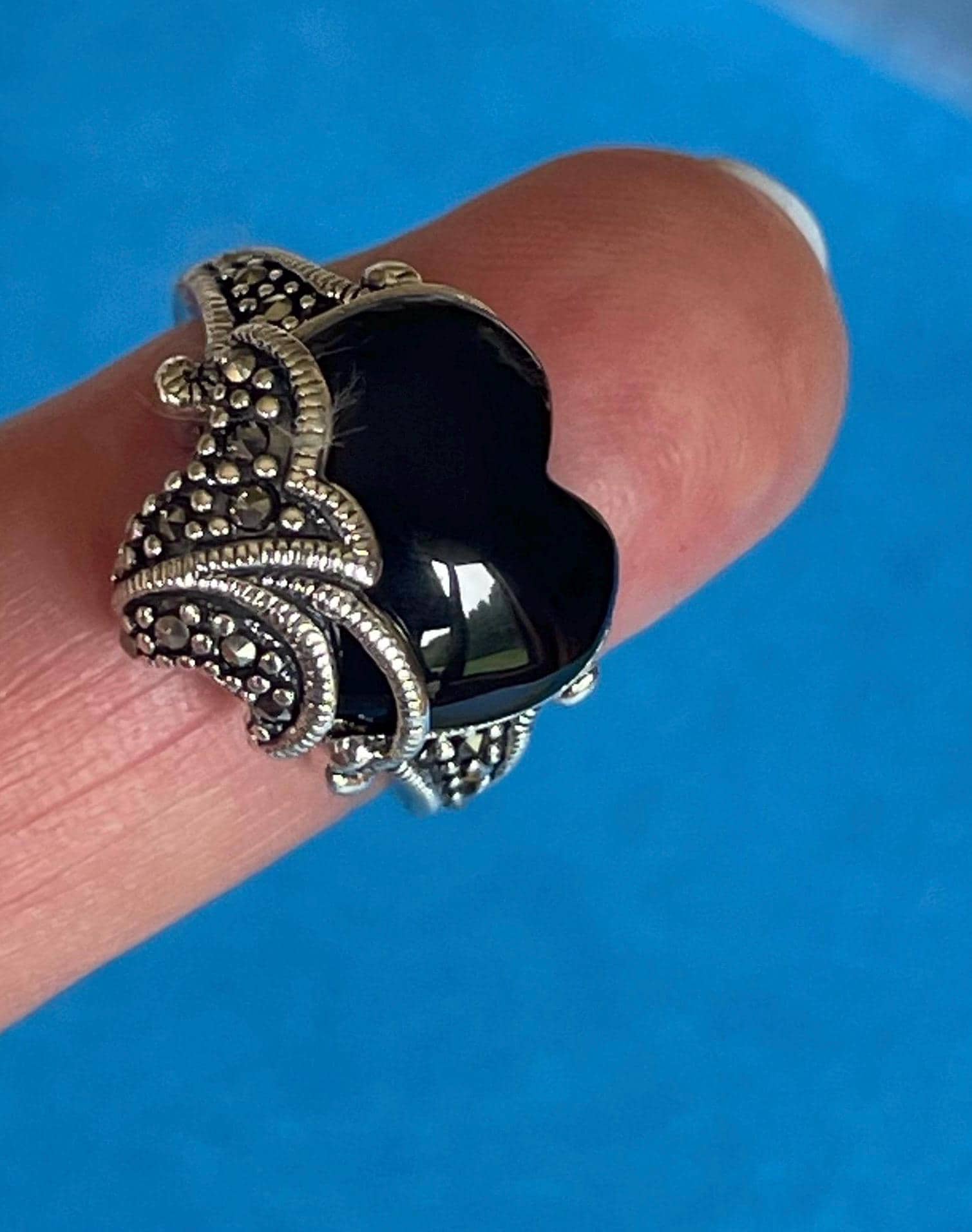 SILVER925 HEART ONYX RING/シルバー/リング SILVER925 HEART ONYX DESIGN RING/シルバーリング