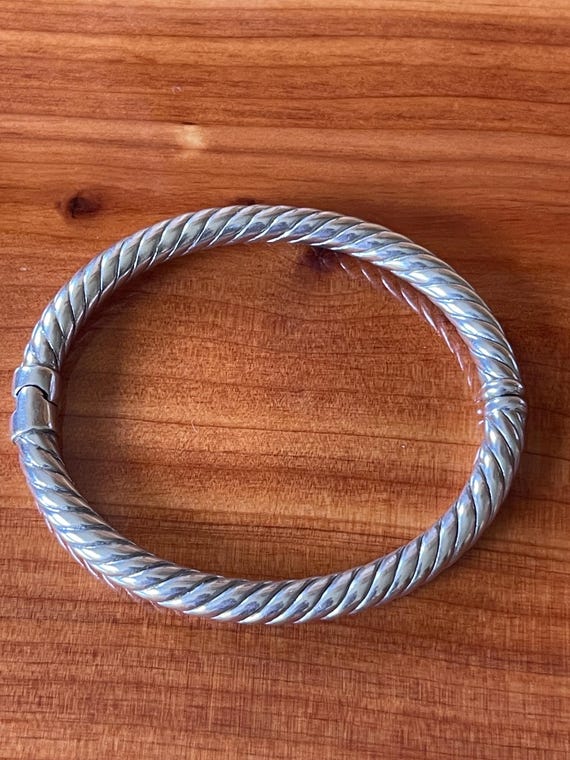 Sterling  Silver Hinged Oval Bangle…medium fit… l… - image 7