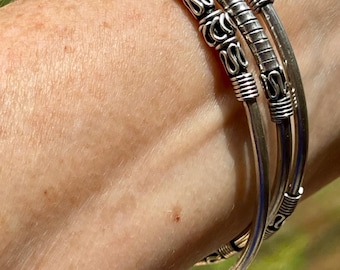 Sterling Silver Hand Made Artisan… Three Bangles by BA ! - Etsy