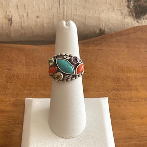 Carolyn Pollack Sterling and multi stone ring! Well made bezel settings! SALE