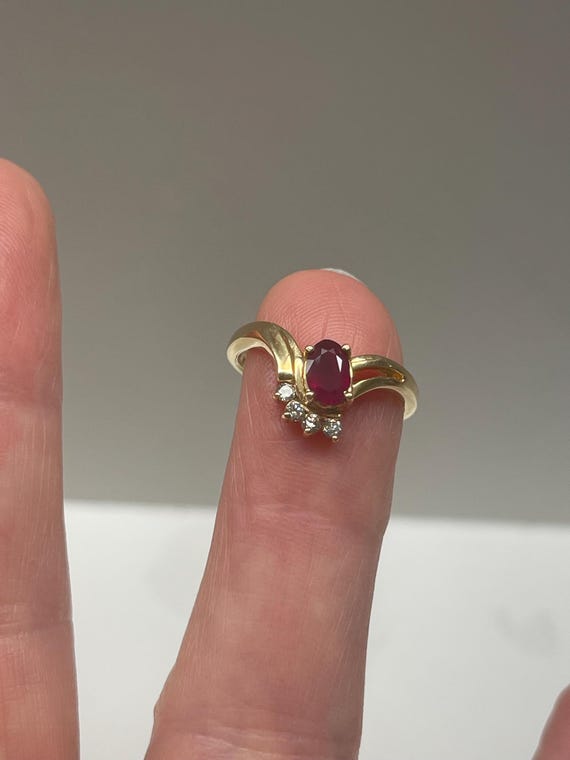 Hand selected Ruby and Diamonds set in unique 14K… - image 5