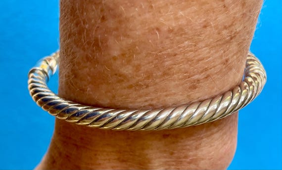 Sterling  Silver Hinged Oval Bangle…medium fit… l… - image 5
