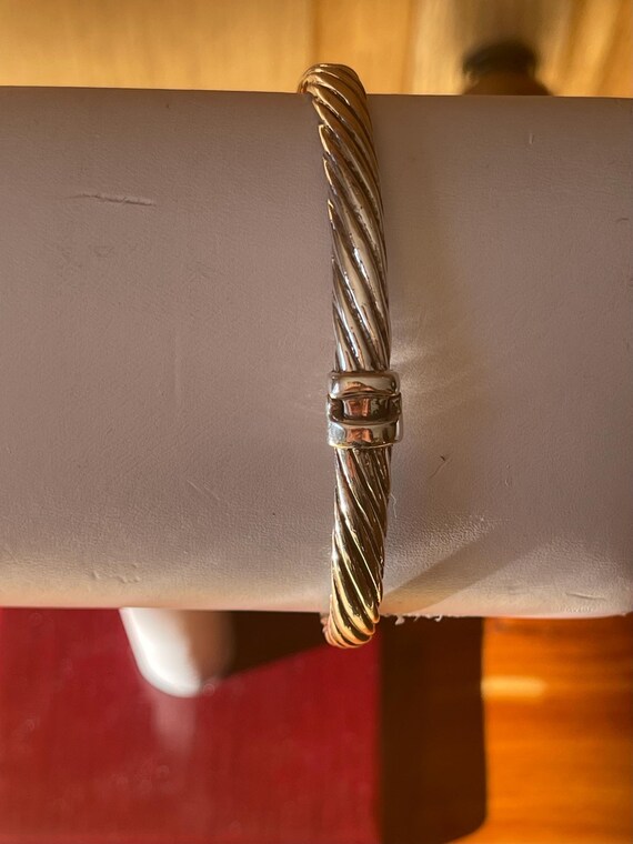 Solid .925 Sterling cuff bracelet with front  hin… - image 4