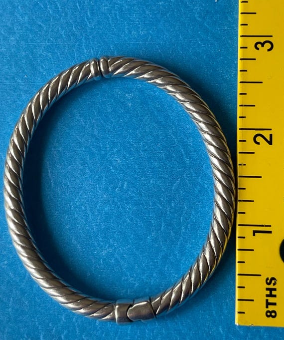Sterling  Silver Hinged Oval Bangle…medium fit… l… - image 8