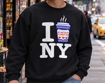 NYC Coffee Cup Sweatshirt, New York Greek Diner Cup Crewneck, New York City Gift, NYC Souvenir Sweater, Coffee Lover Gift, New Yorker Gift