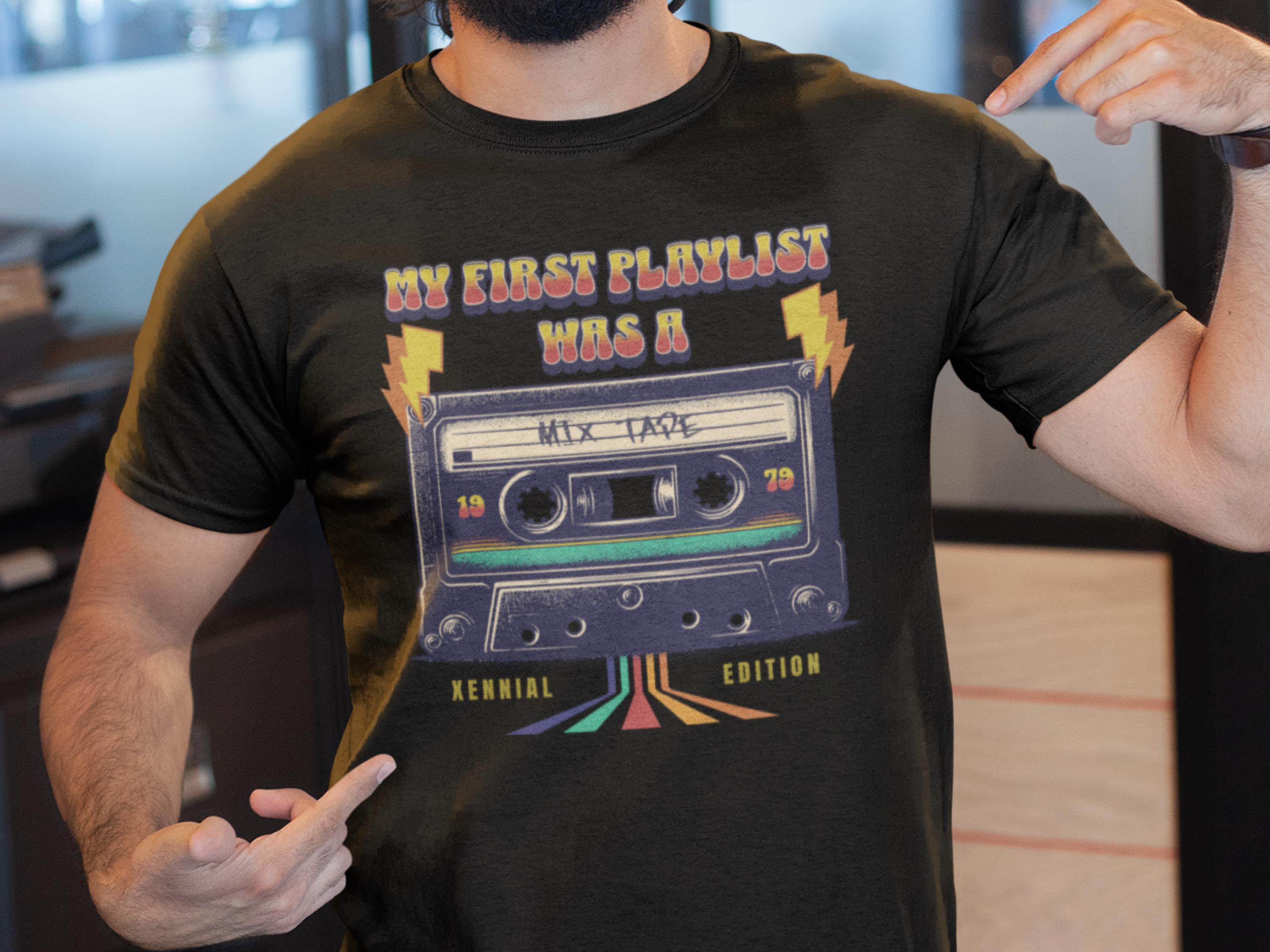Retro Cassette Tape T-Shirt, Xennial Mix Tape T-Shirt, Vintage 80s 90s Music Tee, Funny Nostalgic Gift for Music Lovers,Retro Cassette Tape