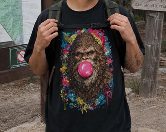 Bigfoot Bubble Gum Shirt, Funny Sasquatch Graphic Tee, Cryptid Pop Art Tee, Bigfoot Lover Gift, Comfort Colors® 1717, Bigfoot Believer Gift