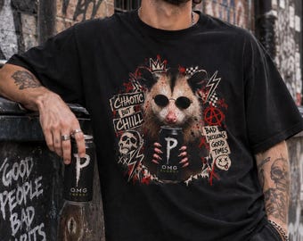 Chaotic But Chill Tee, Opossum Energy Drink Tee, Bad Decisions Good Times Shirt, Funny Possum Shirt, Anarchy Punk Animal Tee, Weird Meme Tee