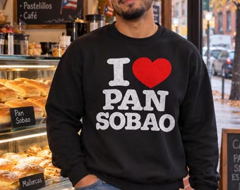 I Heart Pan Sobao Sweatshirt, Puerto Rican Food Crewneck, Boricua Pride Gift, Puerto Rico Sweater, Pan Sobao Lover, Latino Christmas Gift