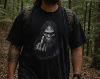 Bigfoot Middle Finger Shirt, Funny Sasquatch Shirt, Angry Cryptid T-Shirt, Sarcastic Bigfoot Gift, Cryptid Humor, Comfort Colors® 1717 Shirt
