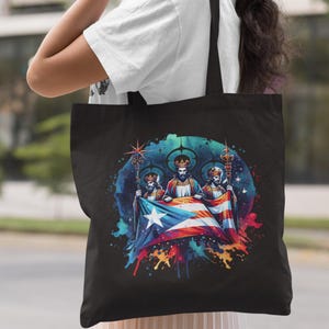 Three Kings Puerto Rican Flag Tote Bag, Three Kings Canvas Tote Bag, Puerto Rican Heritage Gift, Holiday Boricua Bag, Christmas Boricua Gift