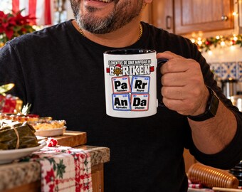 Puerto Rico Christmas Mug, Boricua Coffee Mug, Puerto Rican Gift, Parranda Navidad Mug, Periodic Table Mug, Latino Christmas Gift, Taino Sun