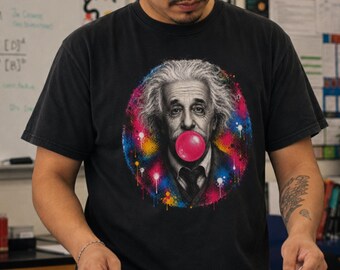 Albert Einstein Bubble Gum Shirt, Funny Einstein Graphic Tee, Science Nerd Gift, Physicist Pop Art Shirt, Comfort Colors® 1717, Teacher Gift