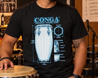 Conga-Trommel-Shirt, Geschenk für Perkussionisten, Conga-Spieler-T-Shirt, Latin-Percussion-Shirt, Geschenk für Schlagzeuger, Salsa-Musik-Shirt, Musiker-T-Shirt