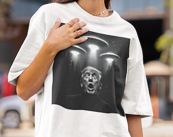Funny Trump UFO Shirt, Alien Abduction Selfie Tee, Political Humor Tee, Comfort Colors® Tee, Funny Immigrant Humor Tee, Trump UFO Satire Tee