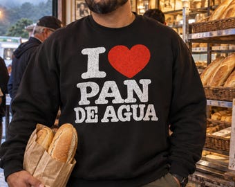 I Heart Pan de Agua Sweatshirt, Puerto Rican Food Crewneck, Boricua Xmas Gift, Panaderia Sweater, Pan de Agua Lover, Cafe con Leche Gift