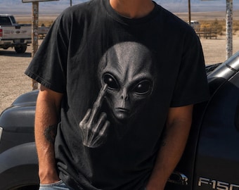 Funny Alien Shirt, Middle Finger Alien Tee, Sarcastic UFO Shirt, Extraterrestrial Shirt, Comfort Colors®, UFO Lover Gift, Funny UFO Tee