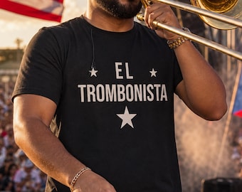 El Trombonista Shirt, Trombone Player Tee, Salsa Music Shirt, Latin Musician Gift, Afro Caribbean Band Music Tee, Caribbean Music Lover Gift