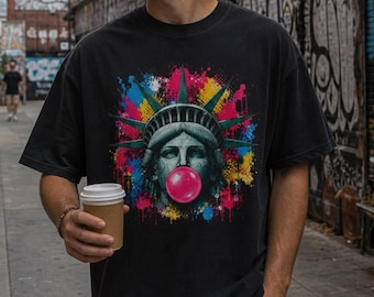 Statue of Liberty Bubble Gum Shirt, Pop Art Liberty Tee, Funny Statue of Liberty Shirt, Retro Liberty Tee, New York Shirt, Liberty Art Gift