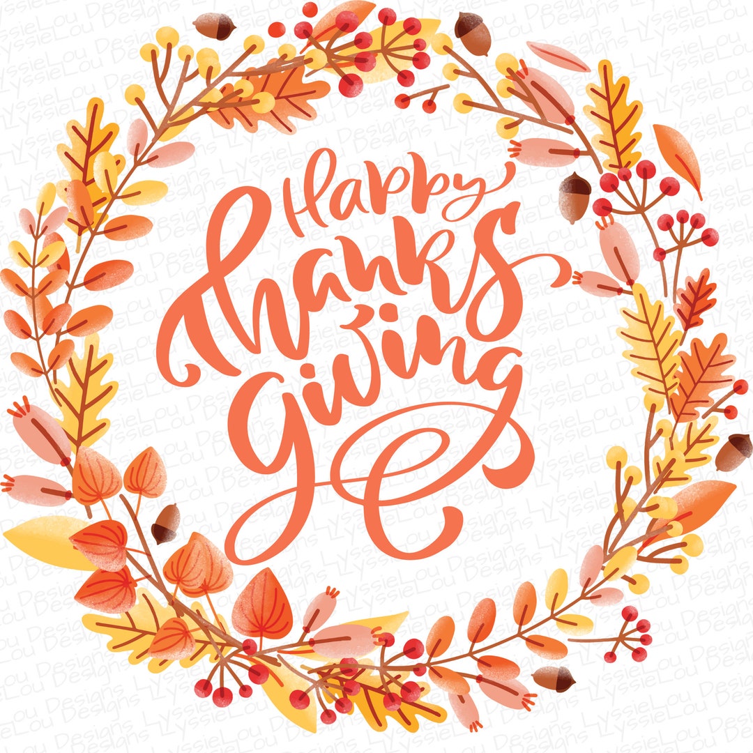 Happy Thanksgiving Wreath PNG Sublimation Printing Fall - Etsy