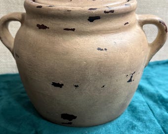 Vintage redware jar with lid
