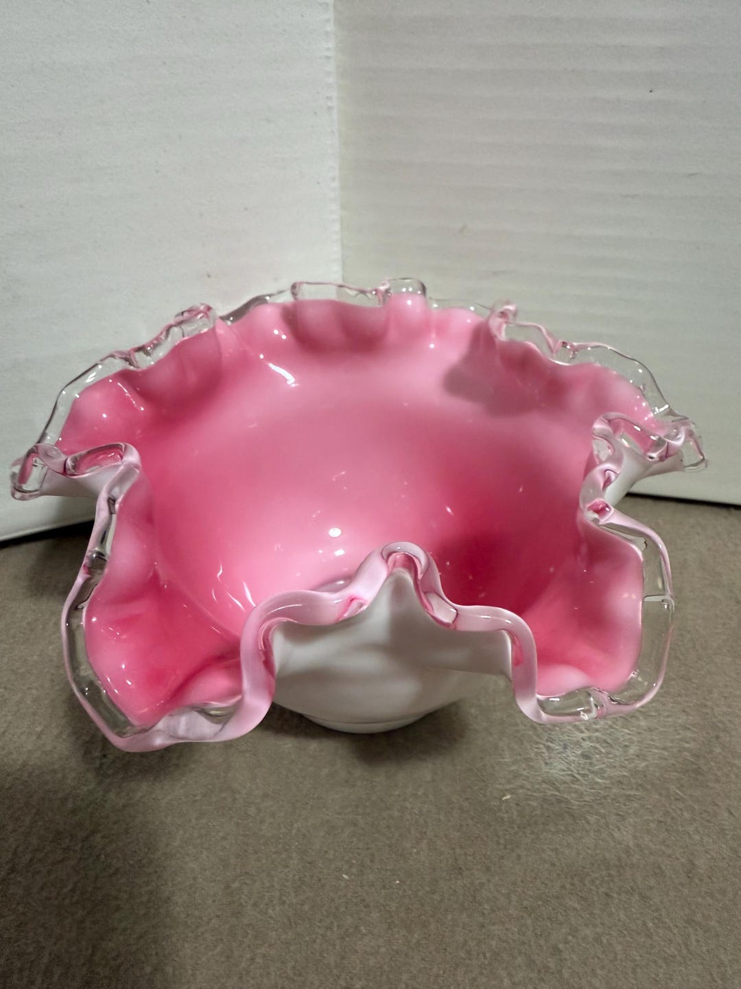 Vintage Ruffled Dish Raspberry Fenton Pink Ruffle Dish - Etsy