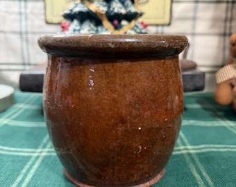 Vintage Redware Jar, 5" Wide Mouth Pottery