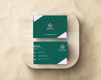 Green and White Modern Professional Business Card | Creative Card Couture  |Editable | Printable  |Canva Print