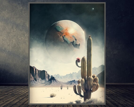 Watercolor Cactus Poster|| Watercolor Space Print|| Desert Print|| Space  Poster||room Decor|| Wall Art Print | Instant Download|printable - Etsy