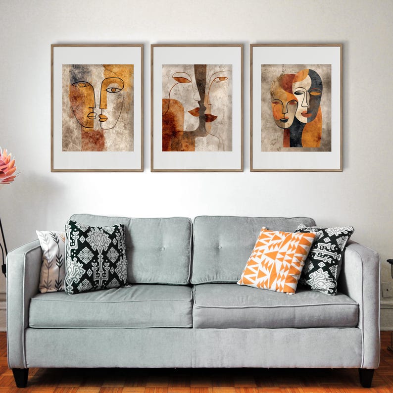 Modern Abstract Printable Wall Art, Set of 3 Minimalist Line Art ...