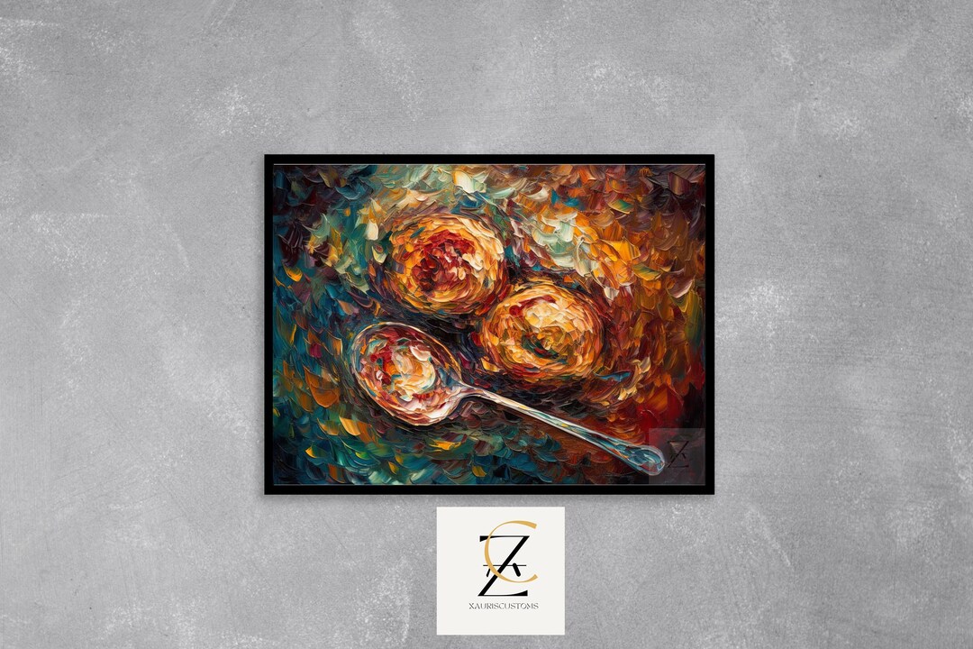 Rustic Food Art Printable - Vibrant Impressionist Still Life, Fried ...