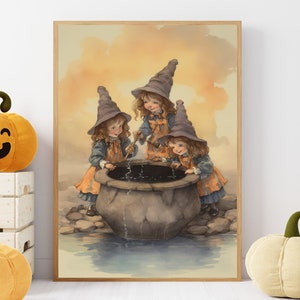 Impresión de bruja/póster de acuarela/impresión de bruja/póster de acuarela/decoración de habitación/impresión de arte de pared/descarga instantánea/imprimible