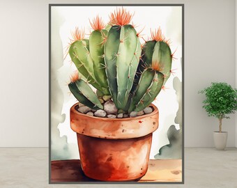 ABSTRACT DESERT CACTUS , desert cactus art , abstract desert Artwork,desert print, abstract desert wall Painting,Instant Download