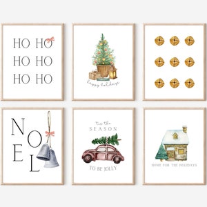 Boho Set of 6 Christmas Prints | Digital Download | Christmas Wall Art | Holiday Wall Collage | Boho Christmas Art