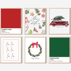 Set van 6 kerstmuurkunstbundel | Digitale download | Boho kerst kunst aan de muur | Kerst kunst aan de muur | Kerst muur afdrukken