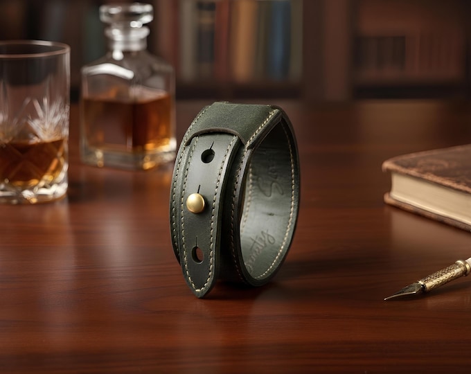 Featured listing image: Leather Cuff Bracelet – Handmade Adjustable Personalized Wristband, Gift for MenAdjustable Boho Jewelry