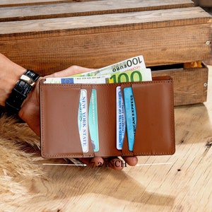 Handmade Leather Wallet, Personalized Leather Men Wallet , Tobacco Leather Bifold Wallet , Fathers Day Gift ,Monogrammed Wallet