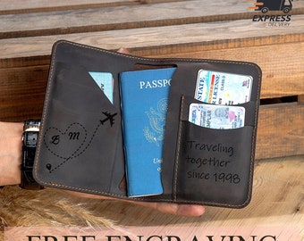 Leather Passport Cover, Custom Travel Wallet, Personalized Passport Cover, Handmade Passport Case, Travelers Gift, Passport Holder