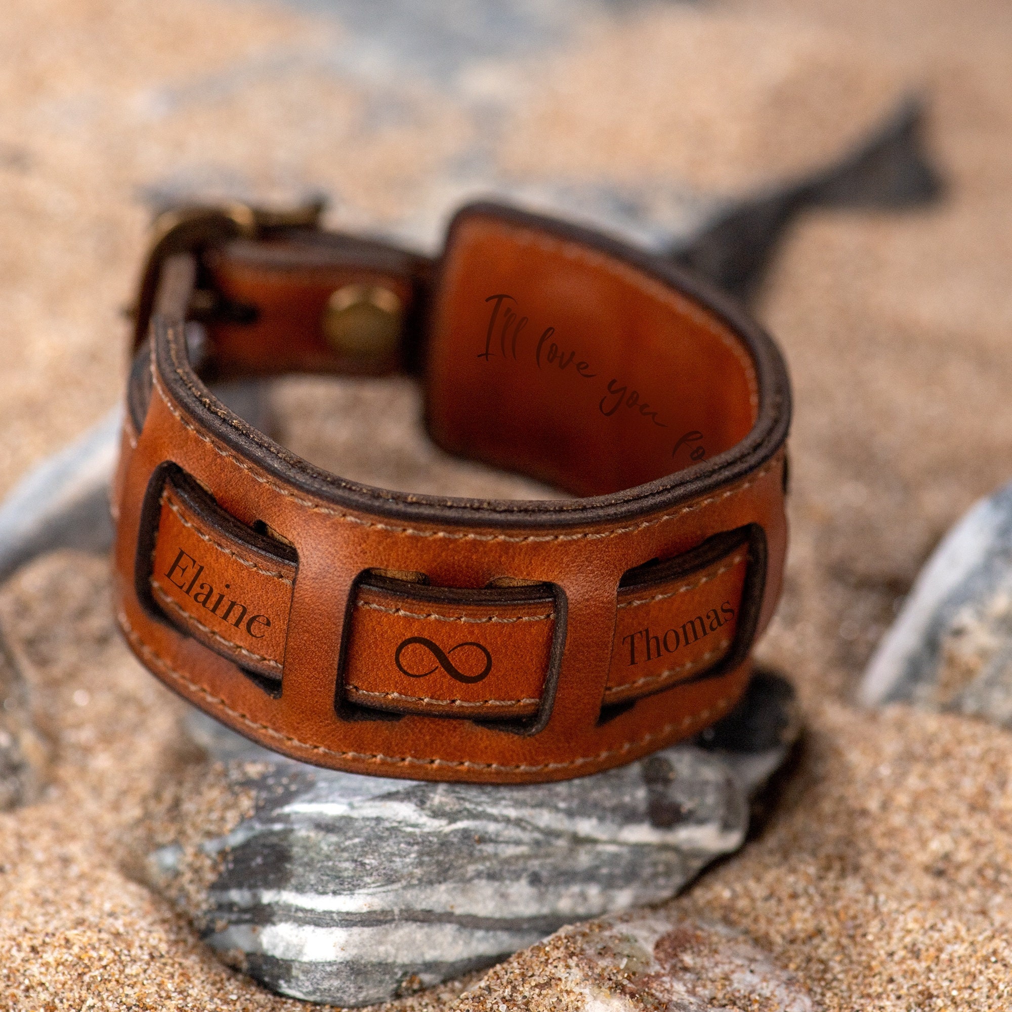 Personalized Leather Bracelet dad Bracelet adjustable Leather Cuff chiristmast Gifts Gift for Boyfriend anniversary Gift Etsy