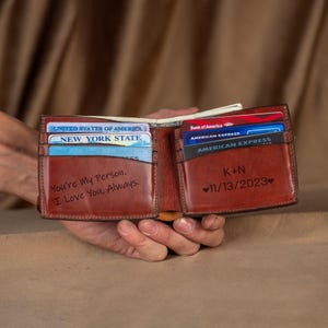 Handwriting Wallet,Christmas Gift,Personalized Wallet Men,Leather Wallet For Men,Handwriting Gift For Him,Engraved Wallet,Fathersday Gift