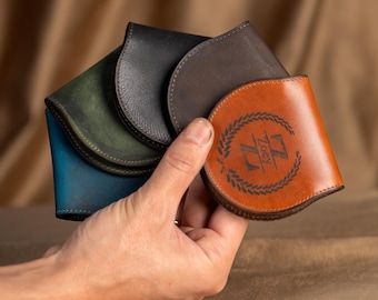 Personalized Leather Coin Pouch ,Handmade Minimalist Coin Bag