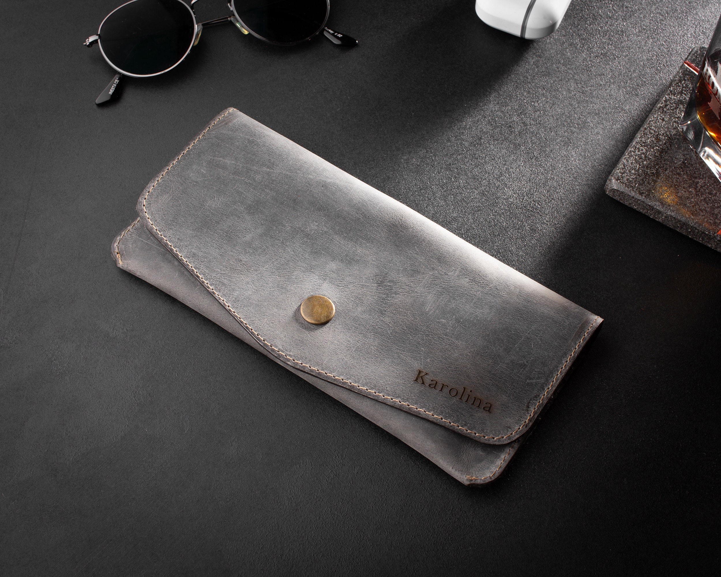 Leather Long Wallet [Personalized] [Handmade]