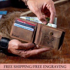 Leather Personalised Wallet, Handmade Leather Man Wallet, Leather Wallet for him, Leather Card Wallet, High Capacity Wallet, Wallet for Man