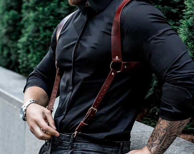 Leather Shoulder Holster – Handmade Adjustable Harness for Men, Leather  Suspender
