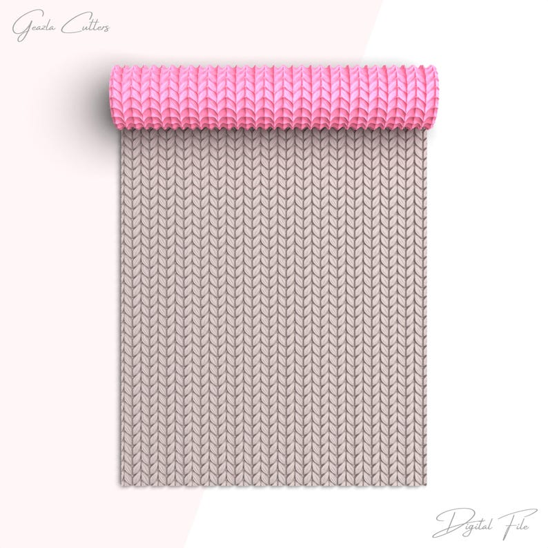 Puede incluir: Un archivo digital de un patr&oacute;n sin costuras que presenta una textura de punto en color gris claro con un borde rosa. El patr&oacute;n es perfecto para proyectos de manualidades, scrapbooking y dise&ntilde;o digital.