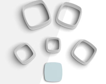 Bloated Square Clay Cutter, Geometric Polymer Clay Earring Cutter, 2 Cutter Version, 5 Sizes Included, Digital STL File, No: 971