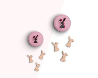 Easter Bunny Stud Clay Cutter, Easter Polymer Clay Cutter, Mini Earring Cutters, 2 Sizes Included, Digital STL File, No: 267