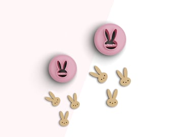 Easter Bunny Face Stud Clay Cutter, Easter Polymer Clay Cutter, Mini Earring Cutters, 2 Sizes Included, Digital STL File, No: 266