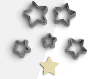 Star Clay Cutter, Basic Shape Polymer Clay Earring Cutter, 2 Cutter Version, 5 Sizes Included, Digital STL File, No: 1000